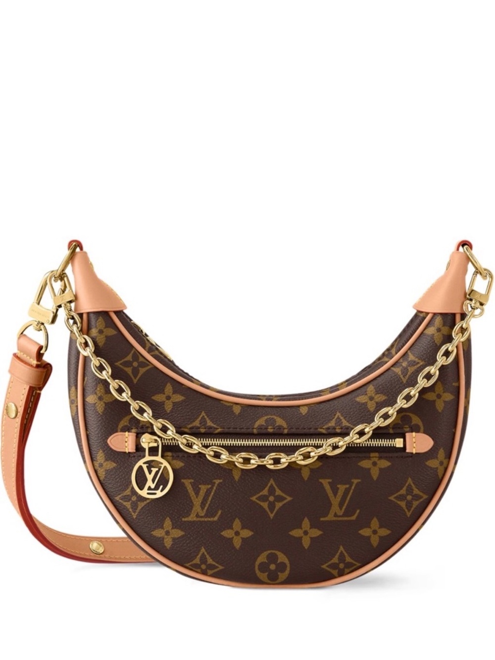 Louis Vuitton Monogram Crescent Shoulder Bag in Brown and Tan with Gold Hardware
